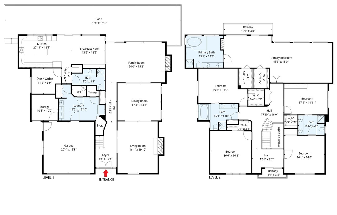 Floor plans for the main floor and upper floor of 5532 Westhaven Road